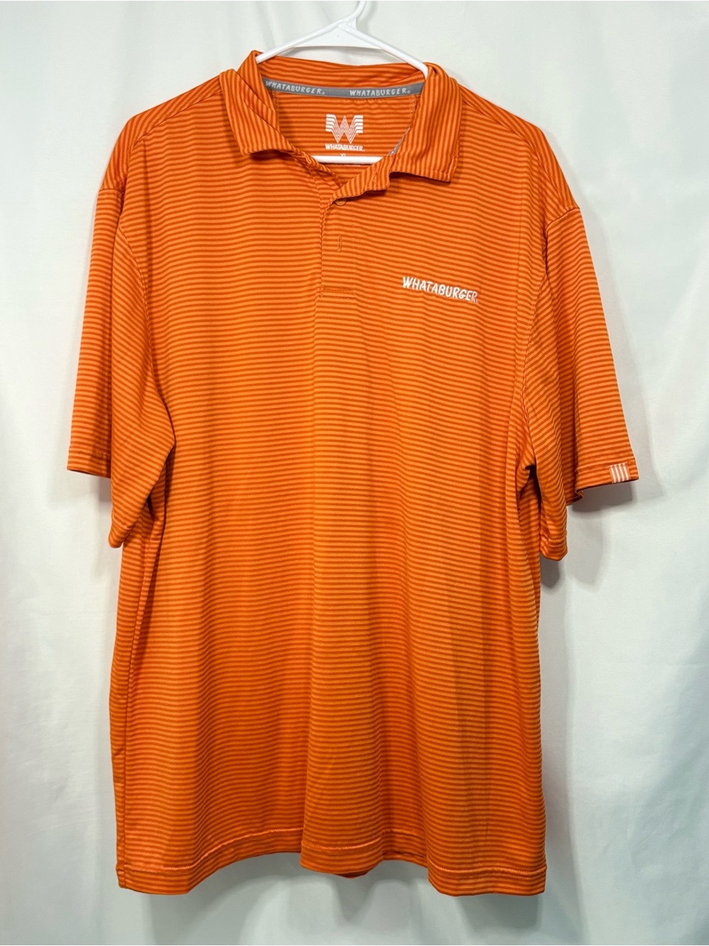 Men's Whataburger Employee Orange Striped Polo Shirt Size XL